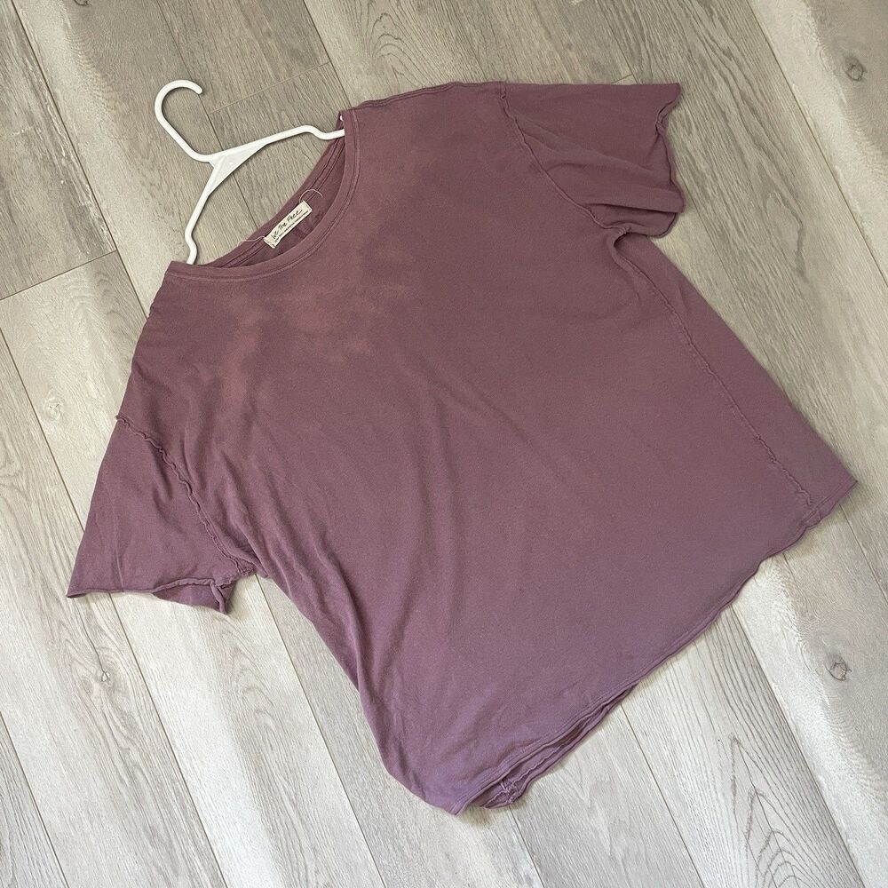 Free People TShirt oversized nina short sleeve womens Purple xsmall casual boho